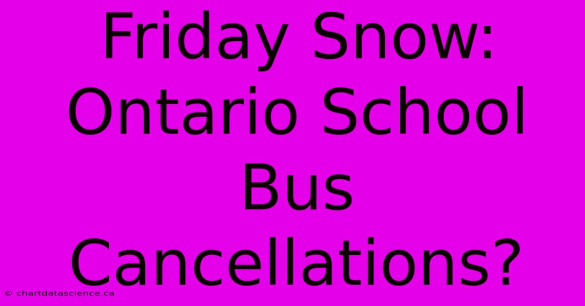 Friday Snow: Ontario School Bus Cancellations?