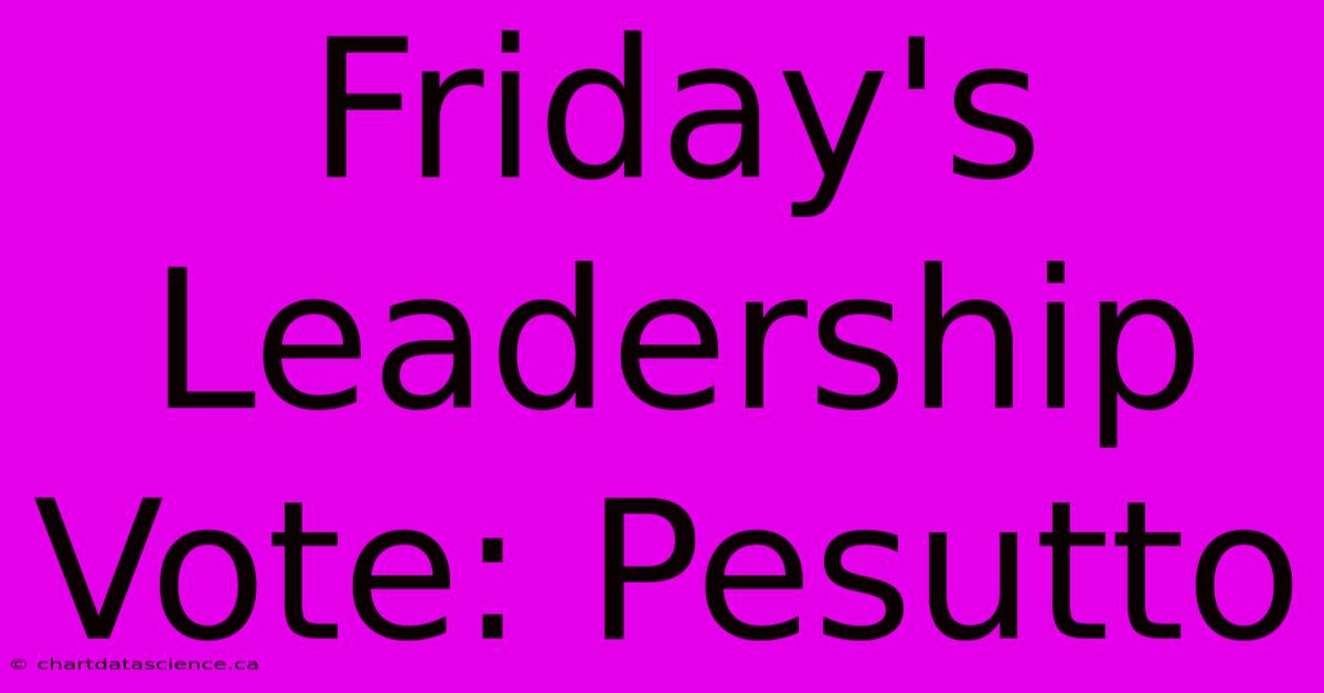 Friday's Leadership Vote: Pesutto