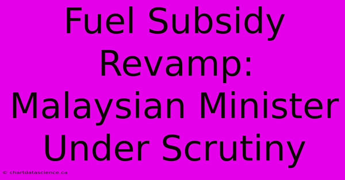 Fuel Subsidy Revamp: Malaysian Minister  Under Scrutiny