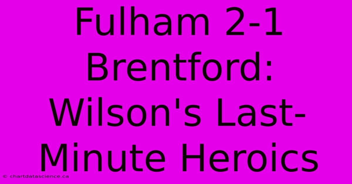 Fulham 2-1 Brentford: Wilson's Last-Minute Heroics