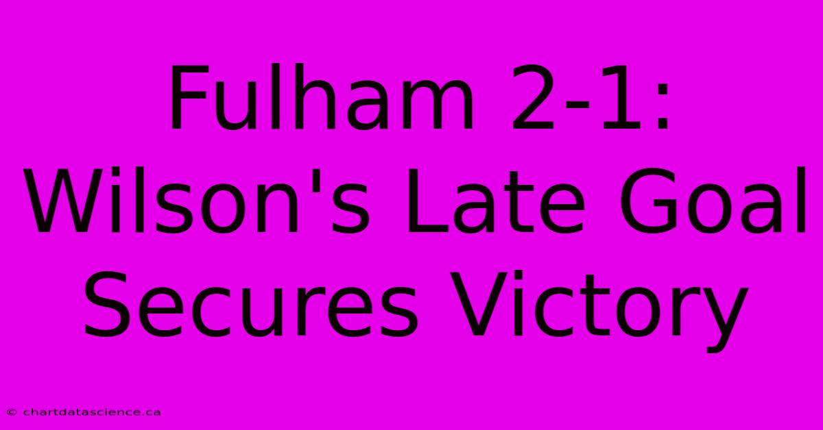 Fulham 2-1: Wilson's Late Goal Secures Victory 