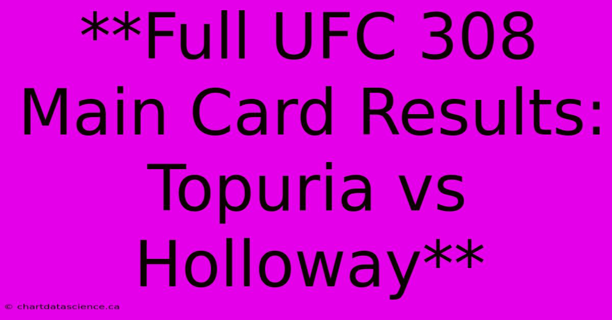 **Full UFC 308 Main Card Results: Topuria Vs Holloway**