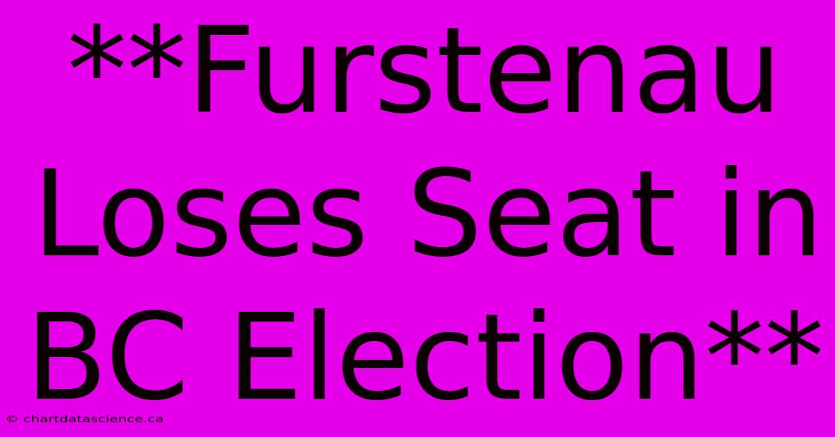 **Furstenau Loses Seat In BC Election**