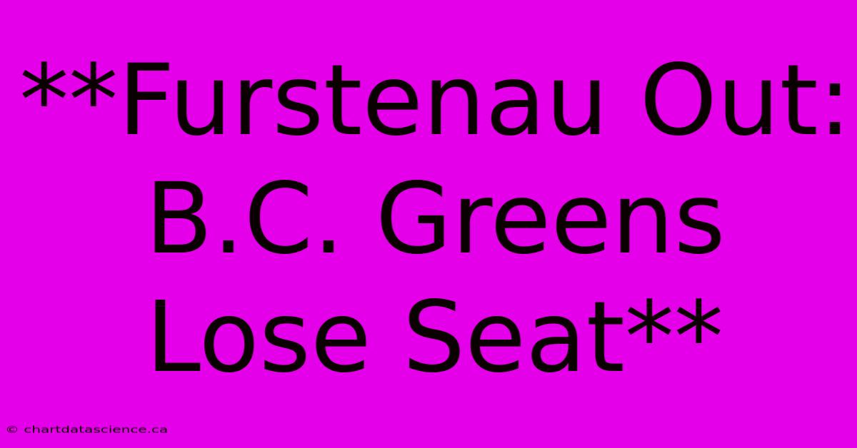 **Furstenau Out: B.C. Greens Lose Seat**