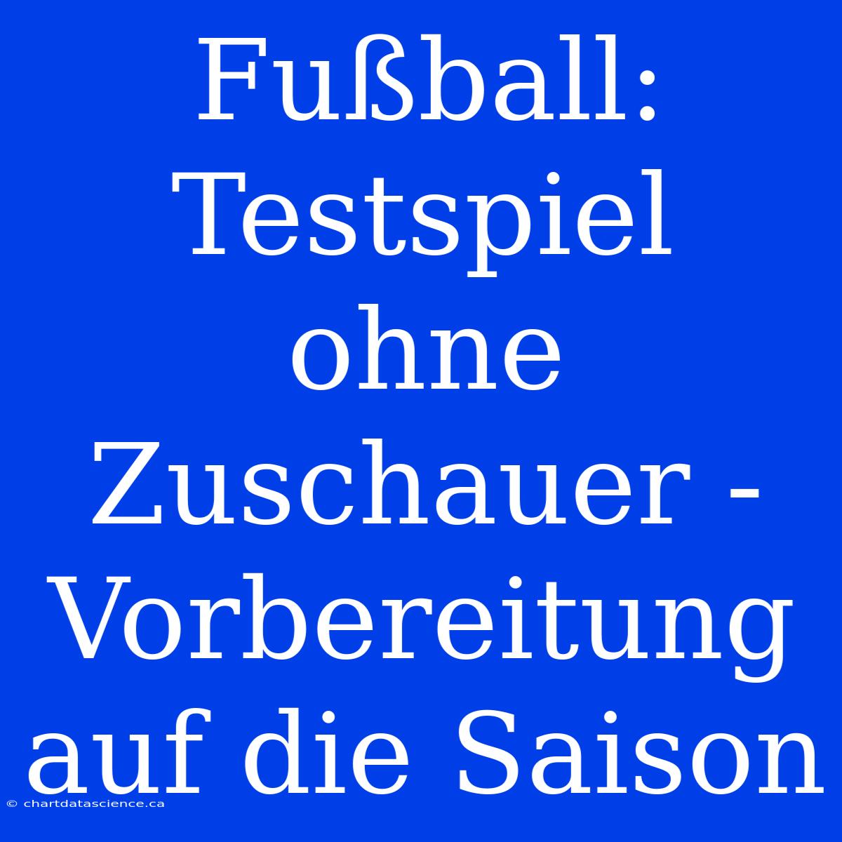 Fußball: Testspiel Ohne Zuschauer - Vorbereitung Auf Die Saison