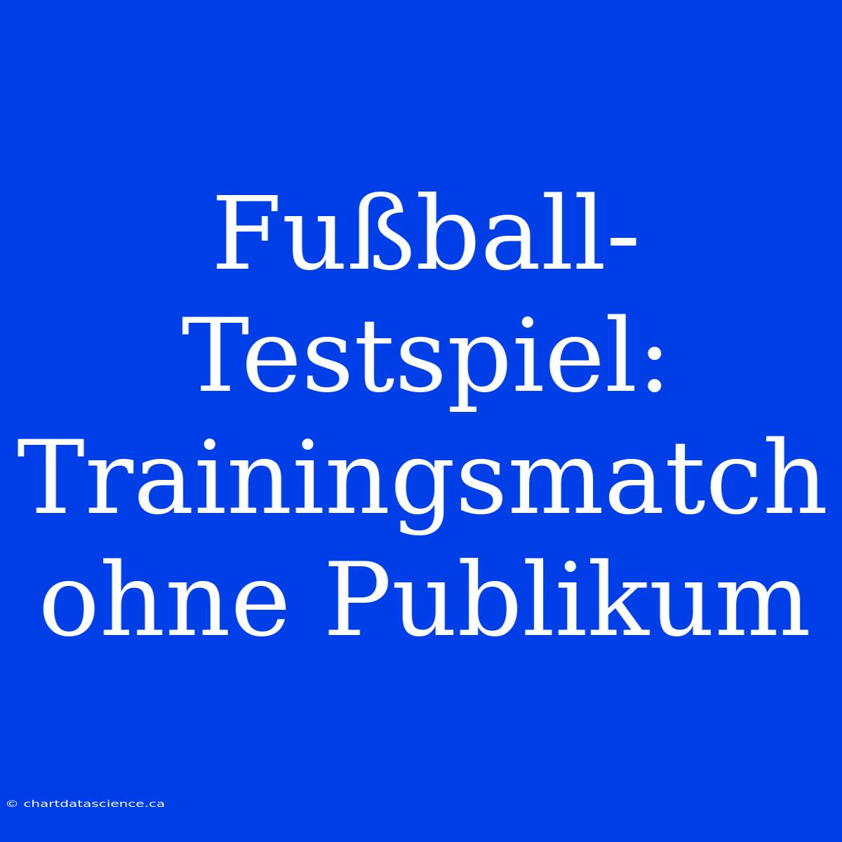 Fußball-Testspiel: Trainingsmatch Ohne Publikum