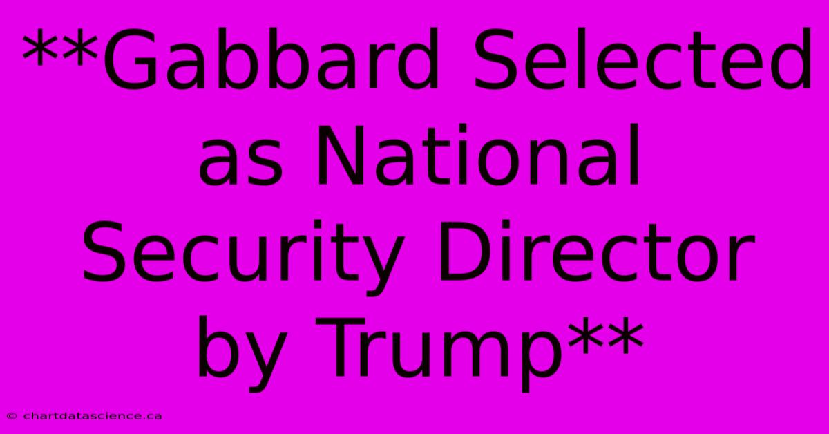 **Gabbard Selected As National Security Director By Trump**