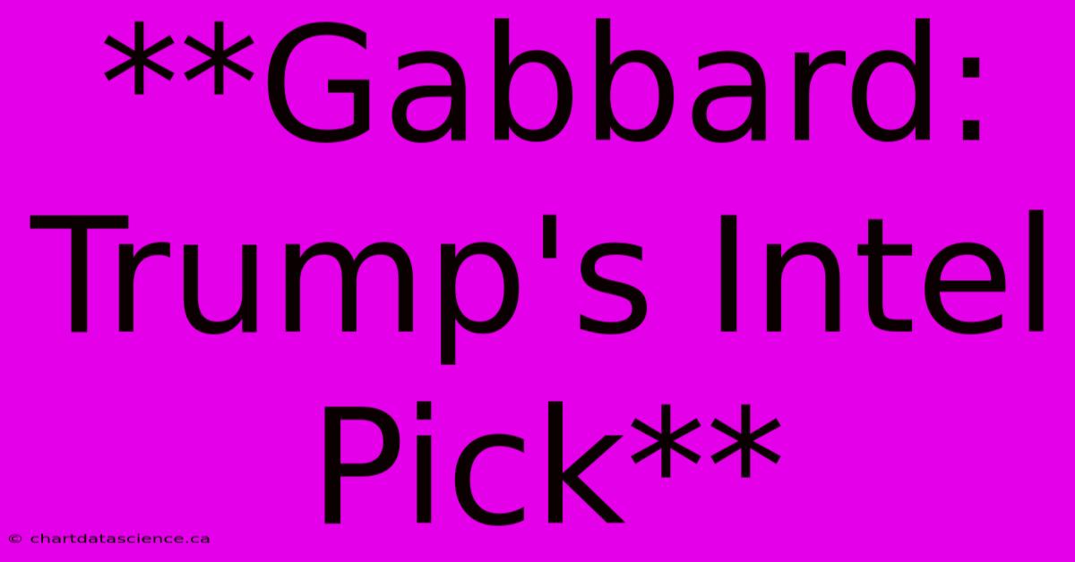 **Gabbard: Trump's Intel Pick**