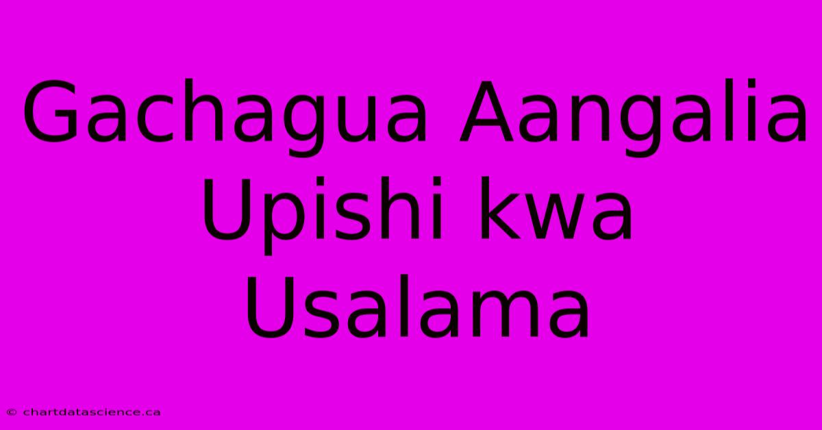 Gachagua Aangalia Upishi Kwa Usalama