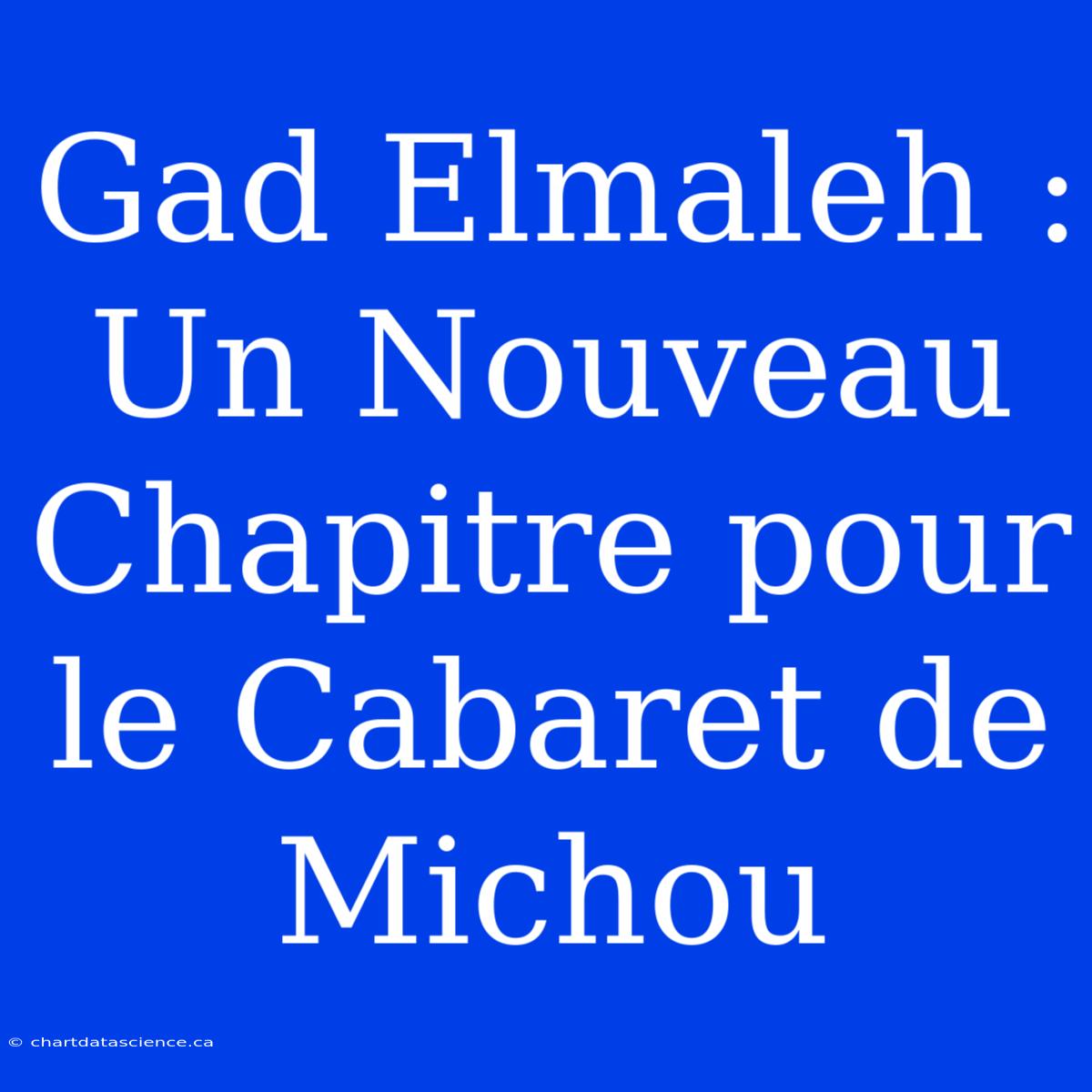 Gad Elmaleh : Un Nouveau Chapitre Pour Le Cabaret De Michou