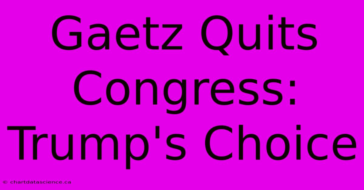 Gaetz Quits Congress: Trump's Choice