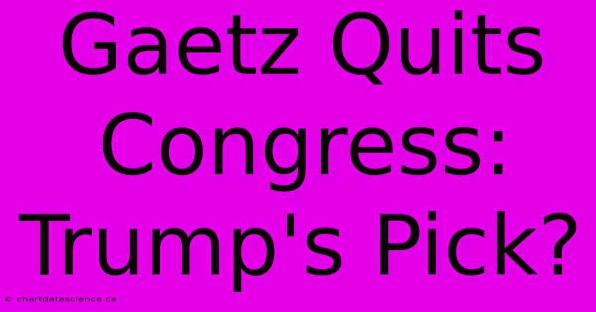 Gaetz Quits Congress: Trump's Pick? 