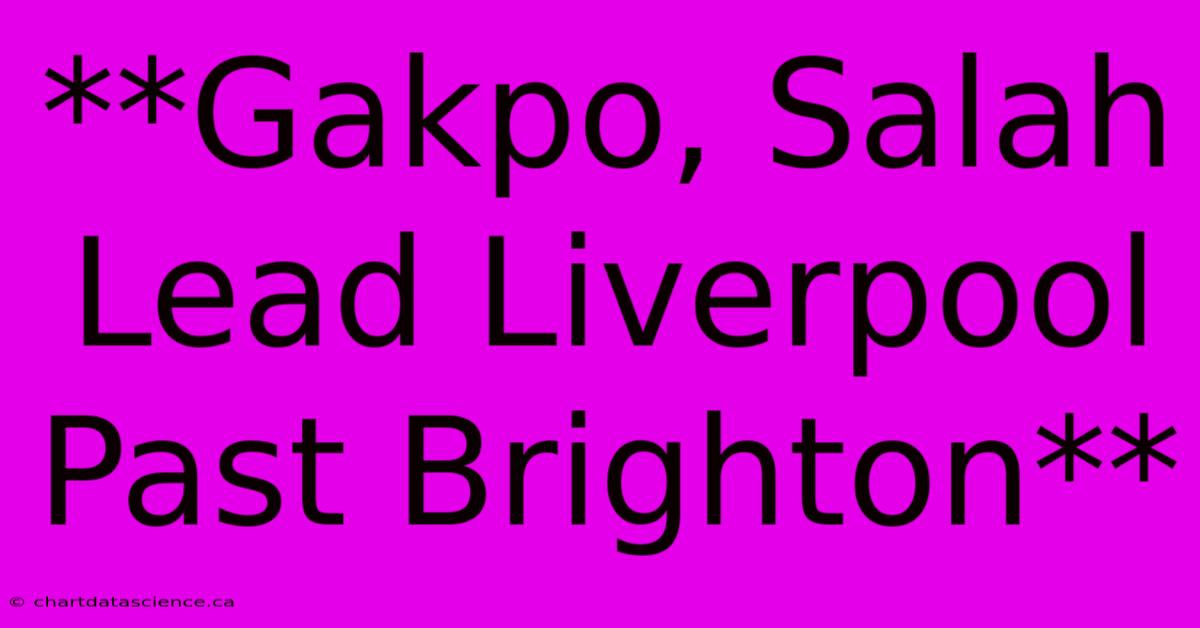 **Gakpo, Salah Lead Liverpool Past Brighton**