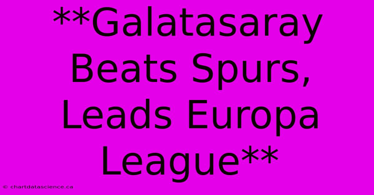 **Galatasaray Beats Spurs, Leads Europa League** 