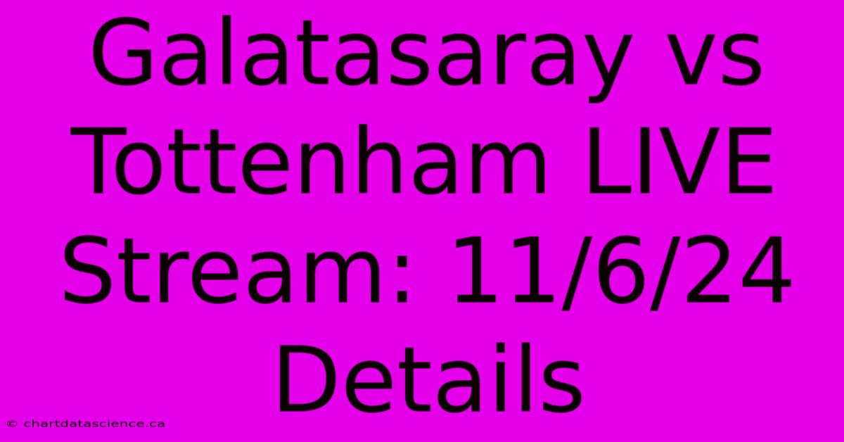 Galatasaray Vs Tottenham LIVE Stream: 11/6/24 Details 