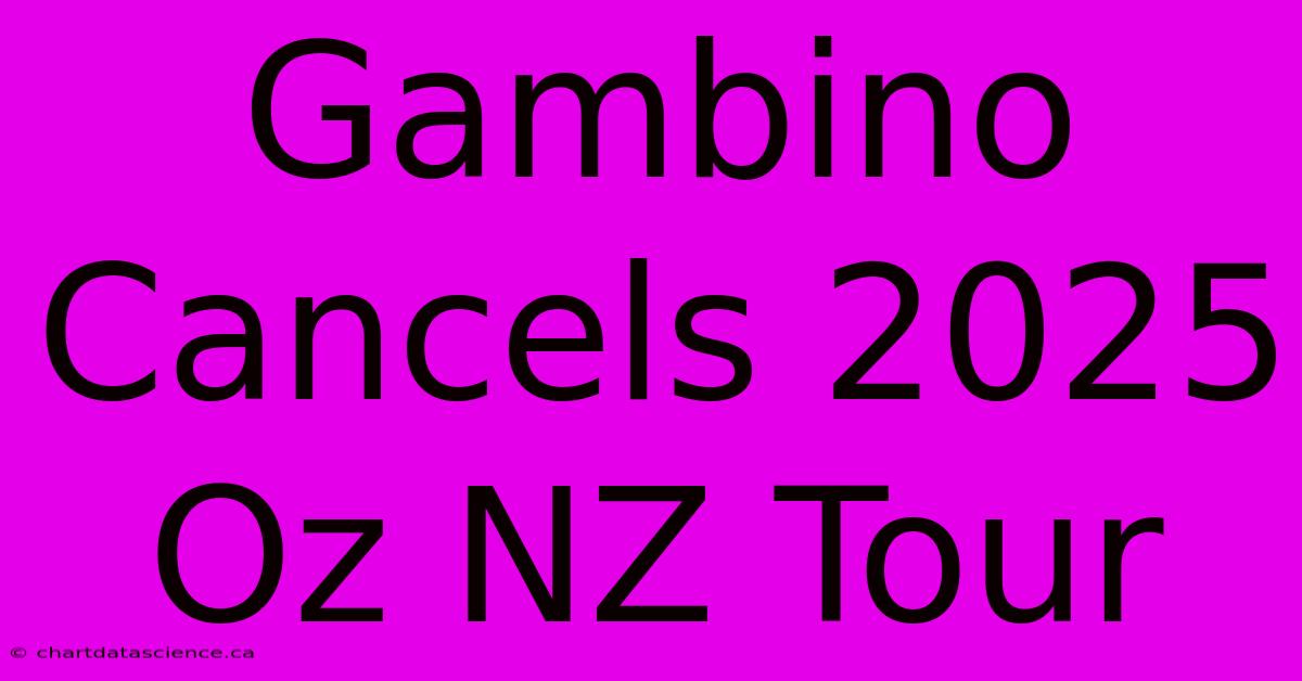 Gambino Cancels 2025 Oz NZ Tour