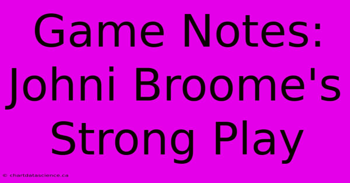 Game Notes: Johni Broome's Strong Play