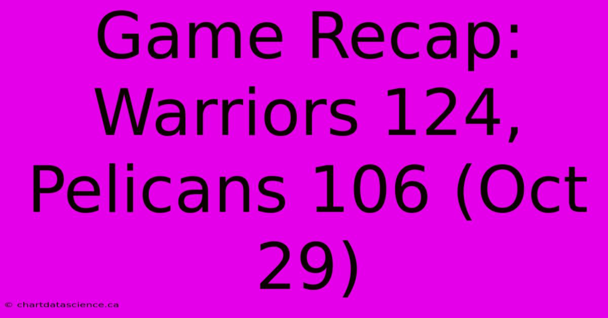 Game Recap: Warriors 124, Pelicans 106 (Oct 29)