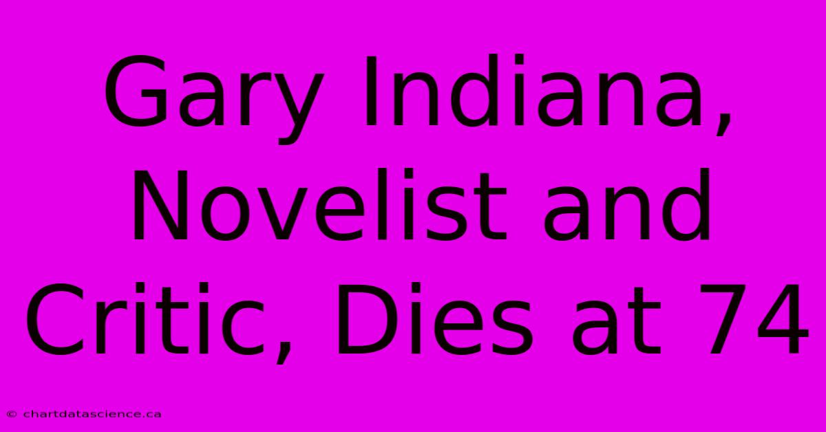 Gary Indiana, Novelist And Critic, Dies At 74