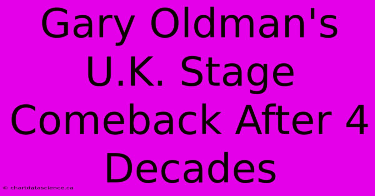 Gary Oldman's U.K. Stage Comeback After 4 Decades