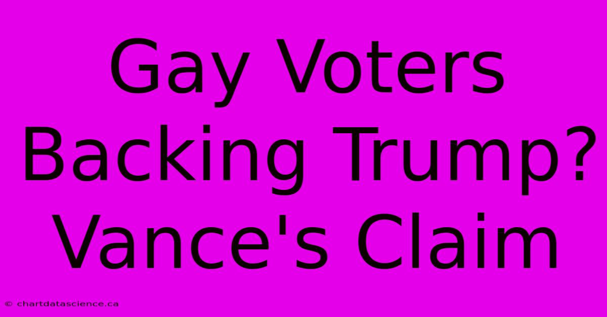 Gay Voters Backing Trump? Vance's Claim