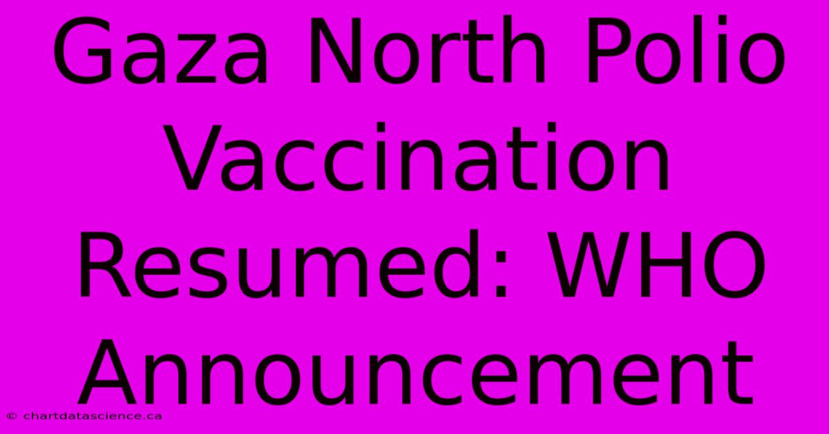 Gaza North Polio Vaccination Resumed: WHO Announcement