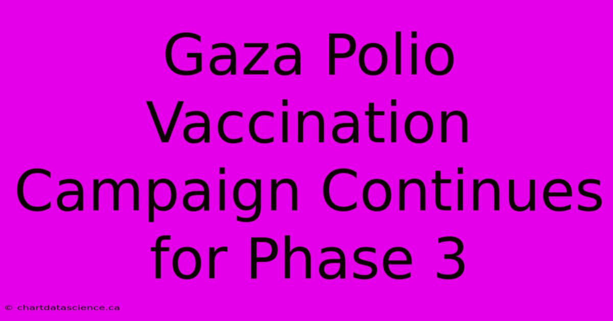 Gaza Polio Vaccination Campaign Continues For Phase 3