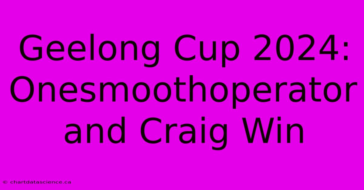 Geelong Cup 2024: Onesmoothoperator And Craig Win