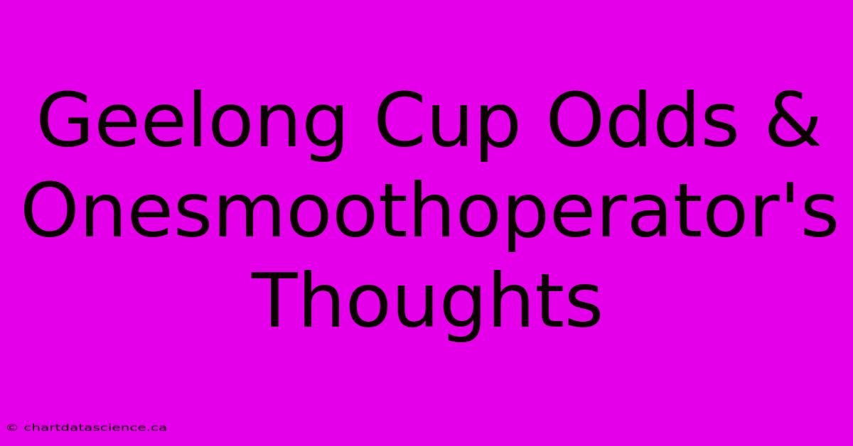 Geelong Cup Odds & Onesmoothoperator's Thoughts