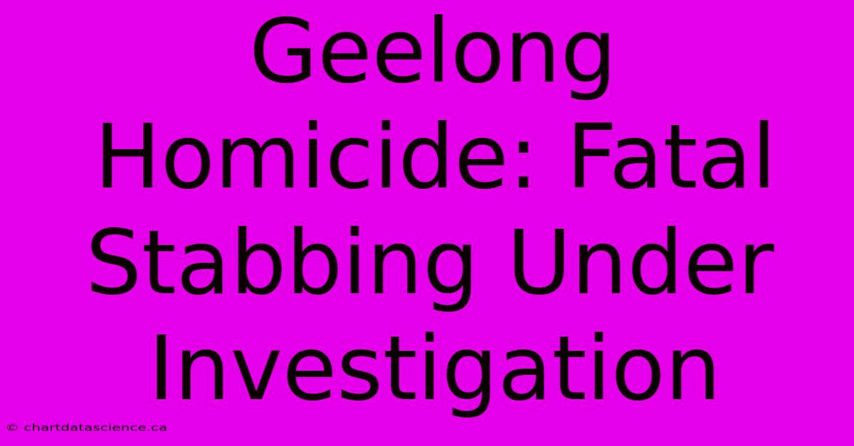 Geelong Homicide: Fatal Stabbing Under Investigation