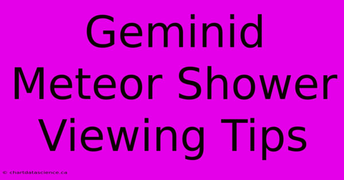 Geminid Meteor Shower Viewing Tips