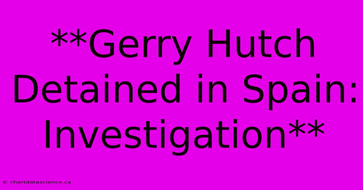 **Gerry Hutch Detained In Spain: Investigation**