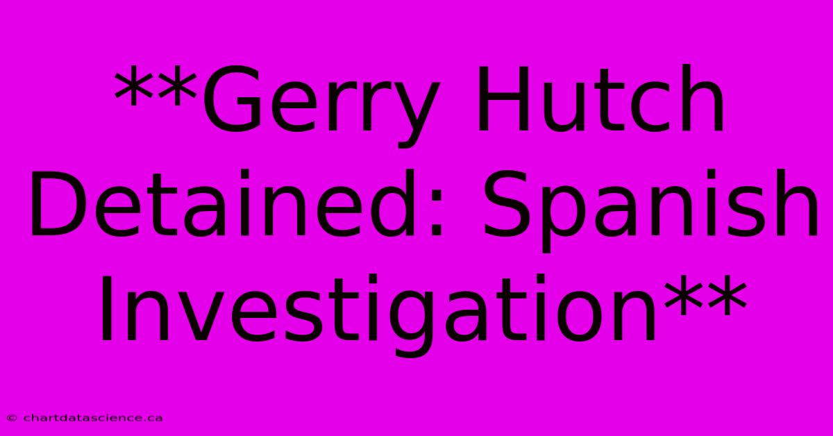 **Gerry Hutch Detained: Spanish Investigation** 