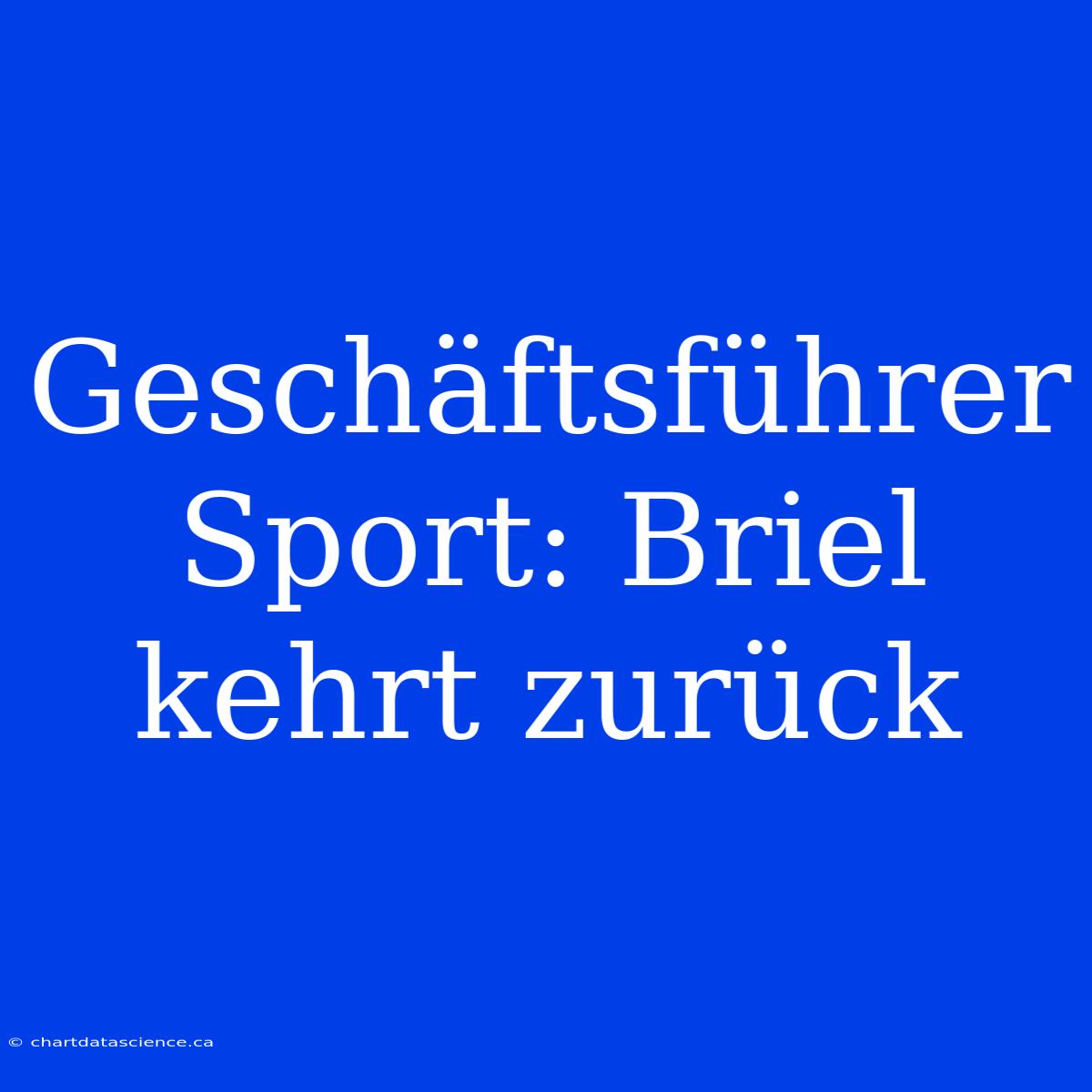 Geschäftsführer Sport: Briel Kehrt Zurück