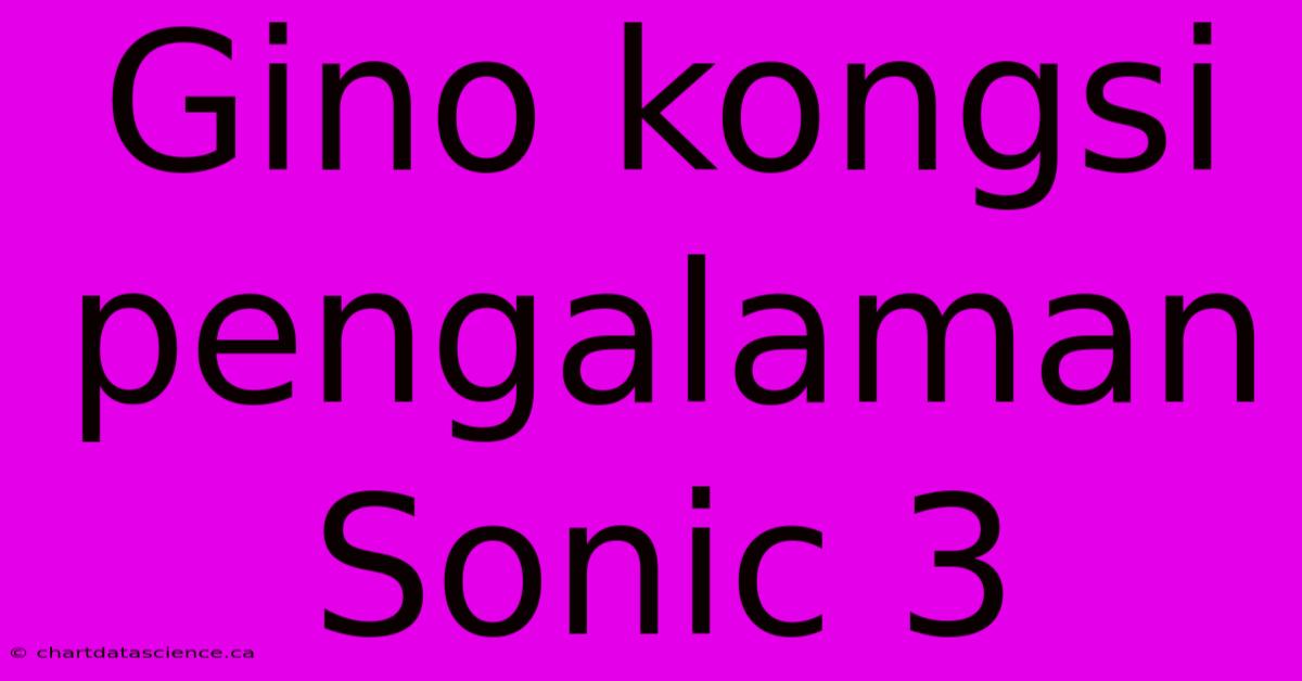 Gino Kongsi Pengalaman Sonic 3