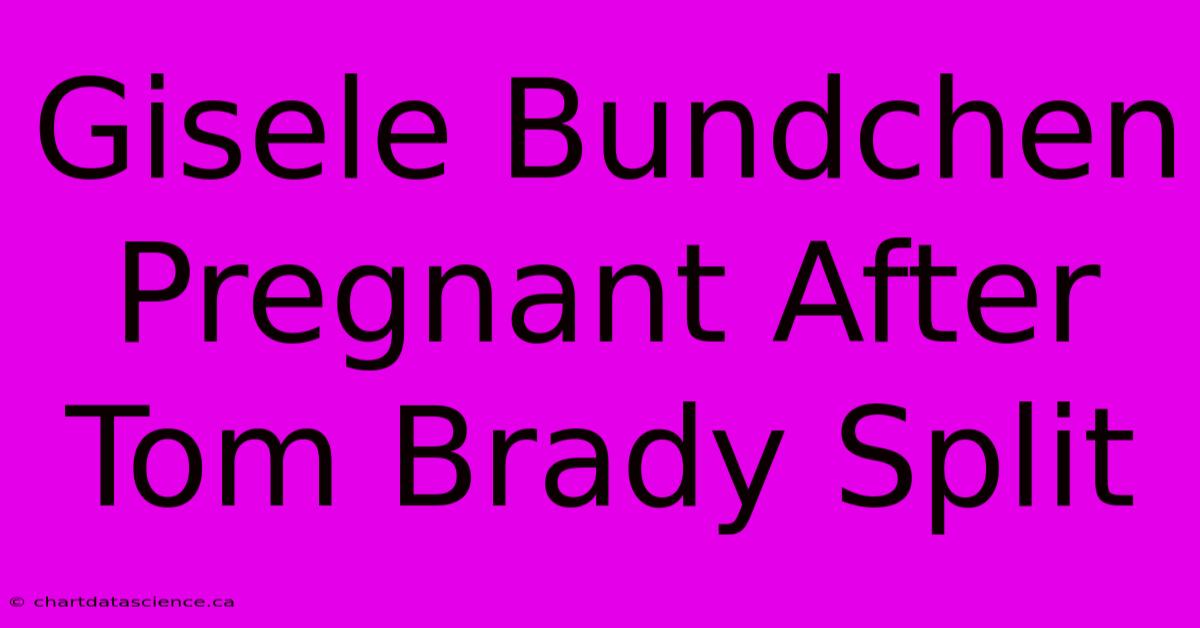 Gisele Bundchen Pregnant After Tom Brady Split