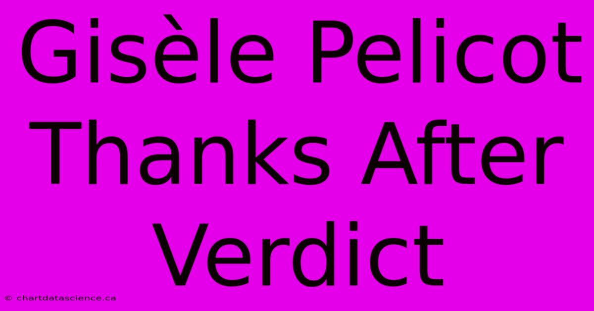 Gisèle Pelicot Thanks After Verdict