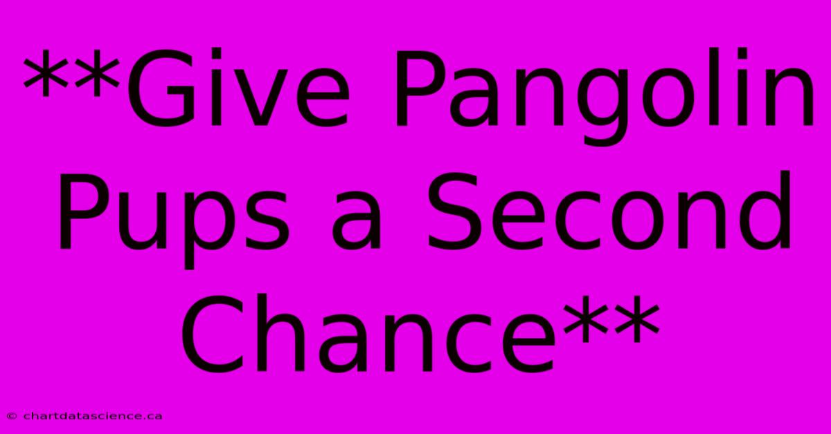 **Give Pangolin Pups A Second Chance** 