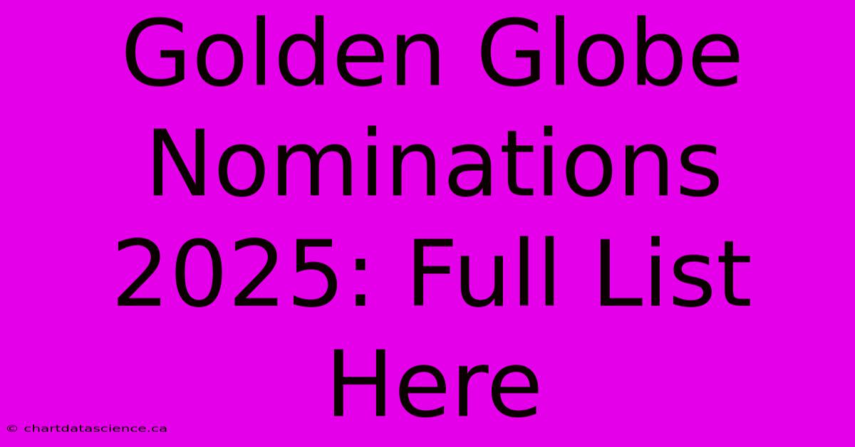 Golden Globe Nominations 2025: Full List Here