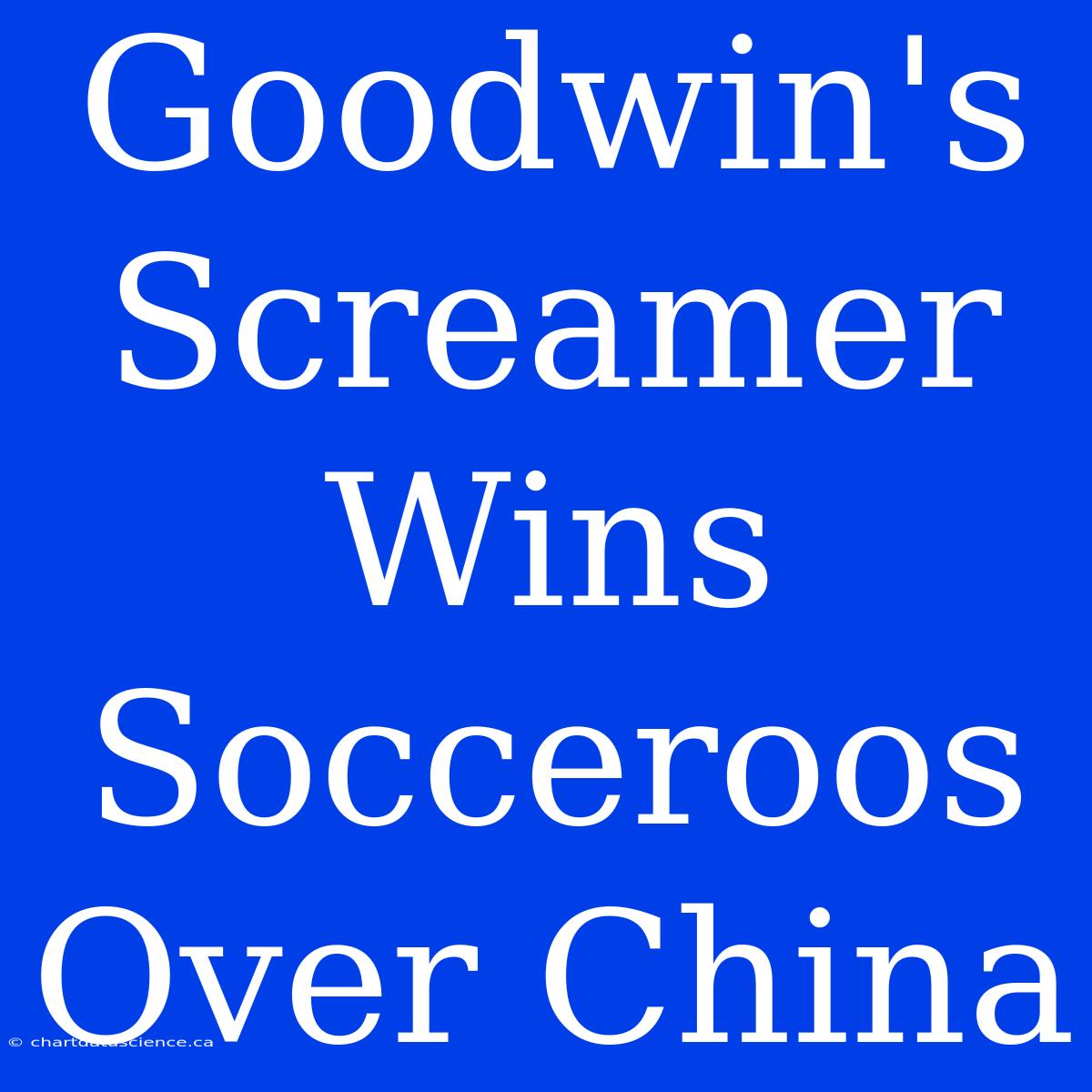 Goodwin's Screamer Wins Socceroos Over China