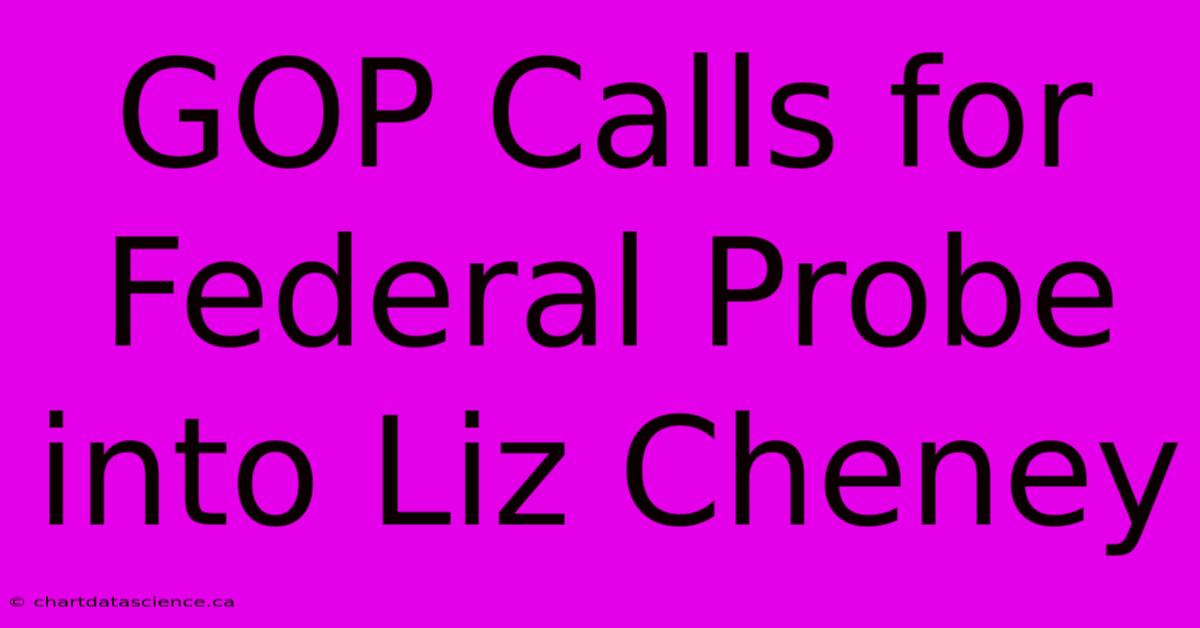 GOP Calls For Federal Probe Into Liz Cheney