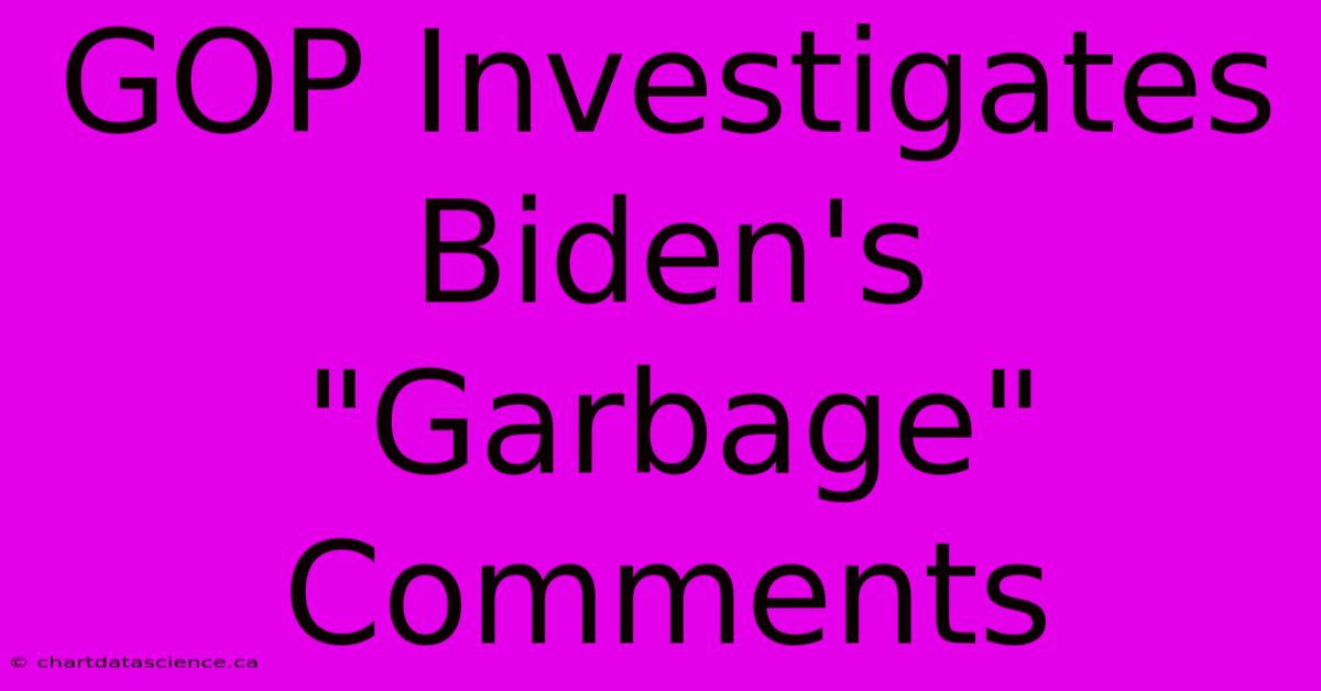 GOP Investigates Biden's 