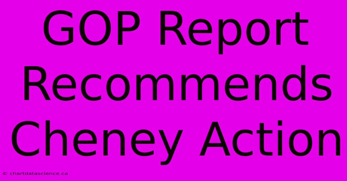 GOP Report Recommends Cheney Action