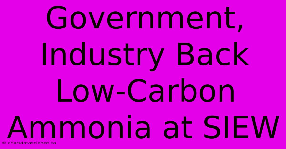 Government, Industry Back Low-Carbon Ammonia At SIEW