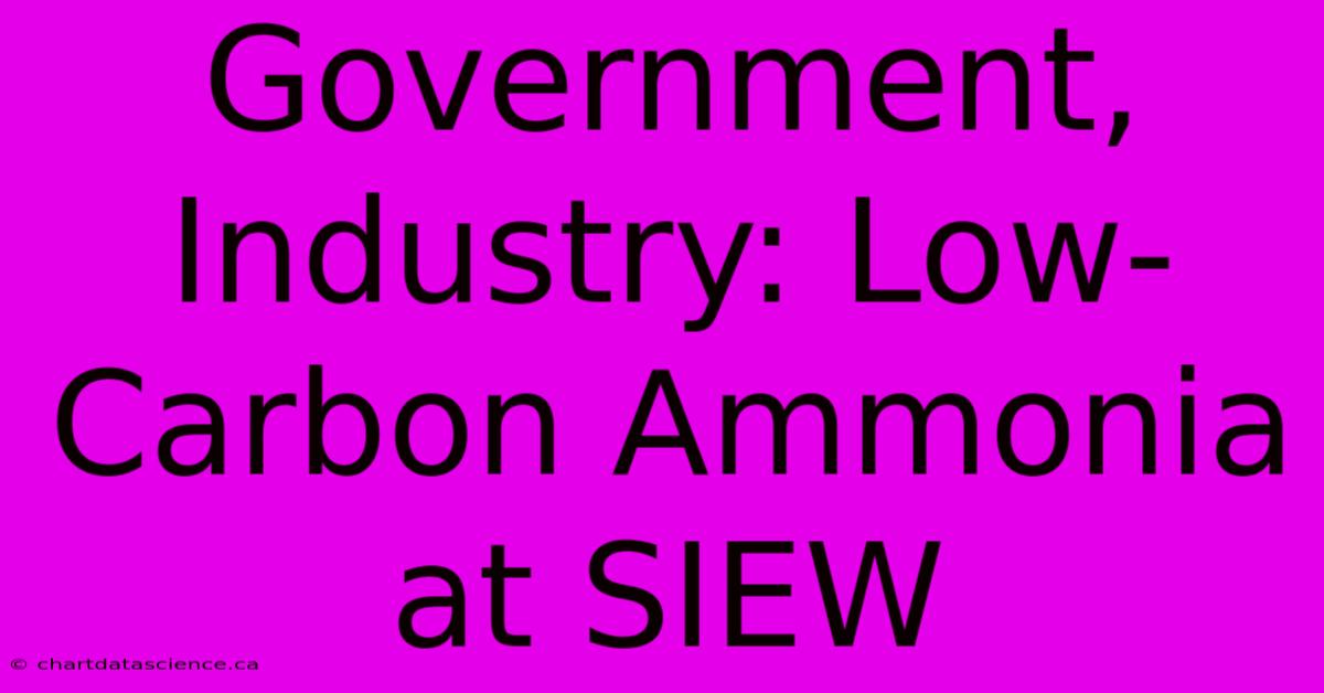 Government, Industry: Low-Carbon Ammonia At SIEW 