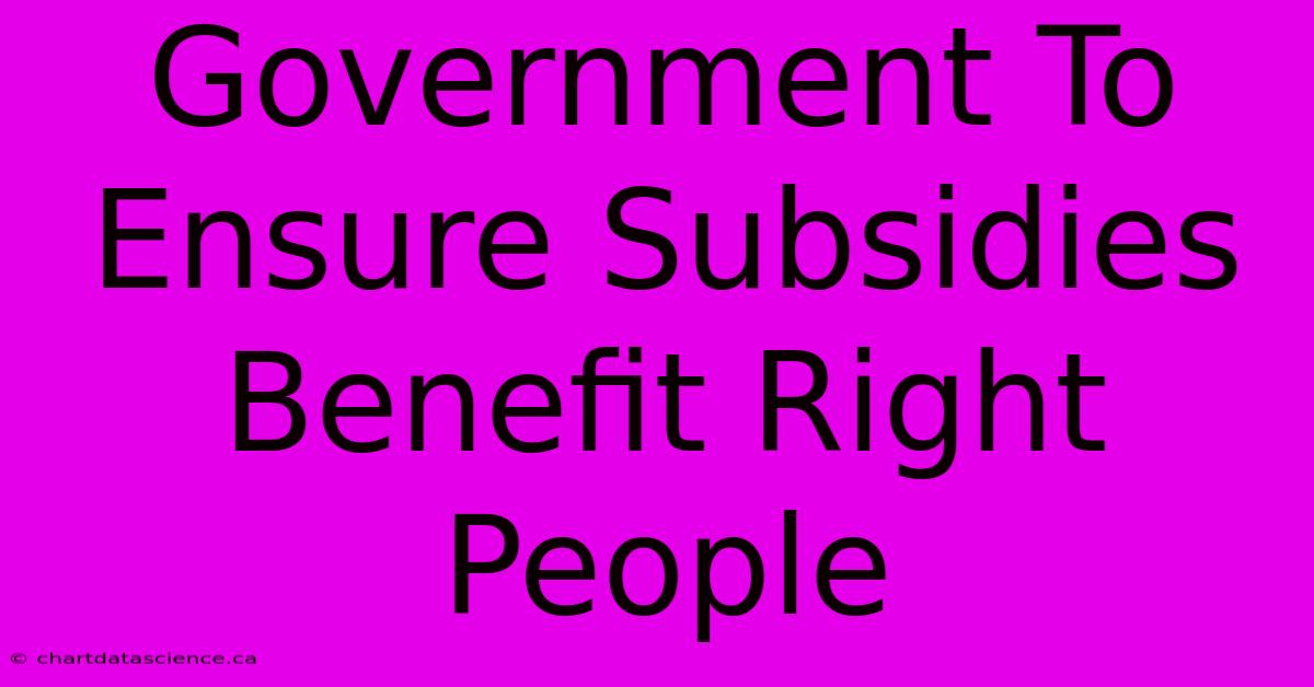 Government To Ensure Subsidies Benefit Right People