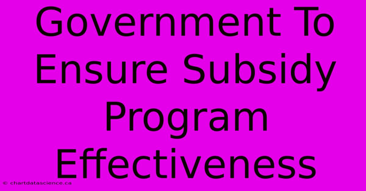 Government To Ensure Subsidy Program Effectiveness