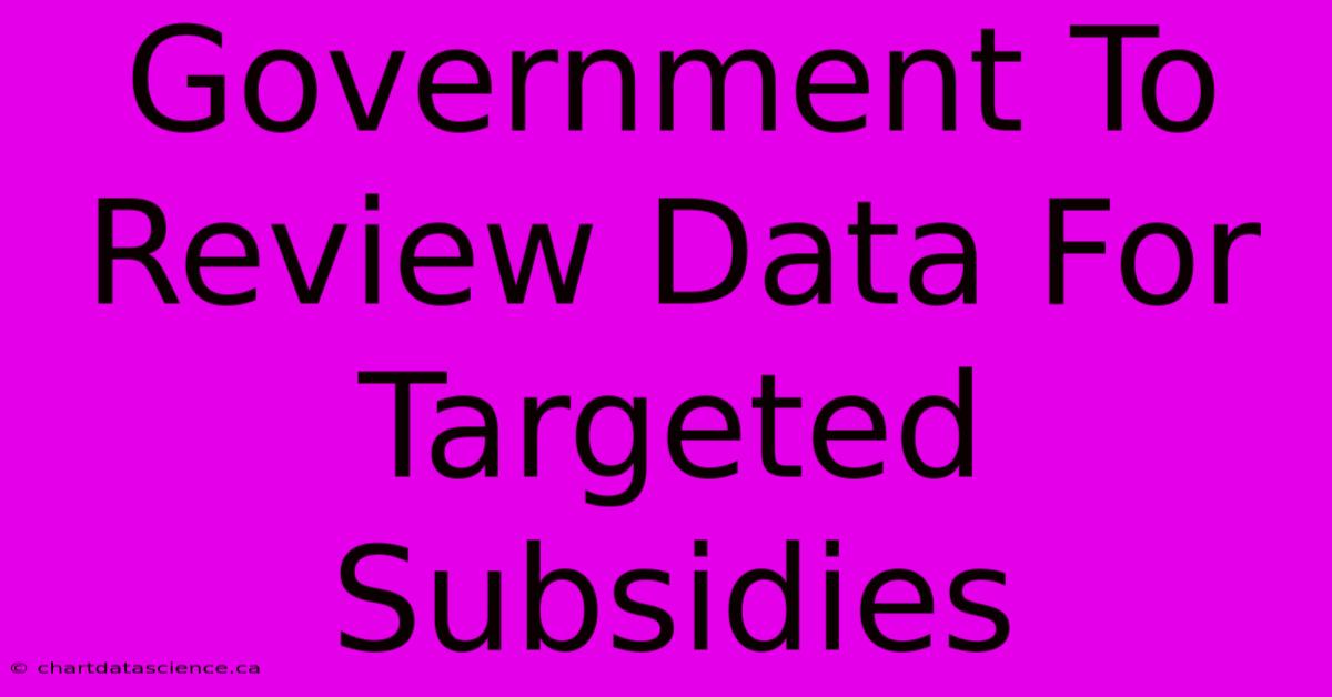 Government To Review Data For Targeted Subsidies