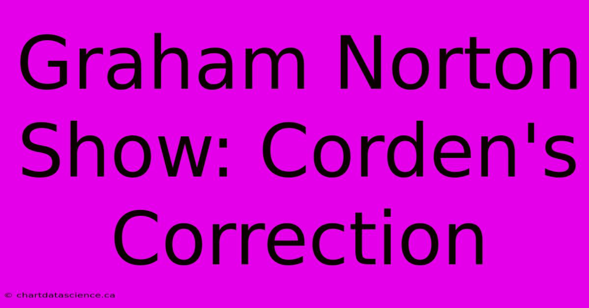 Graham Norton Show: Corden's Correction