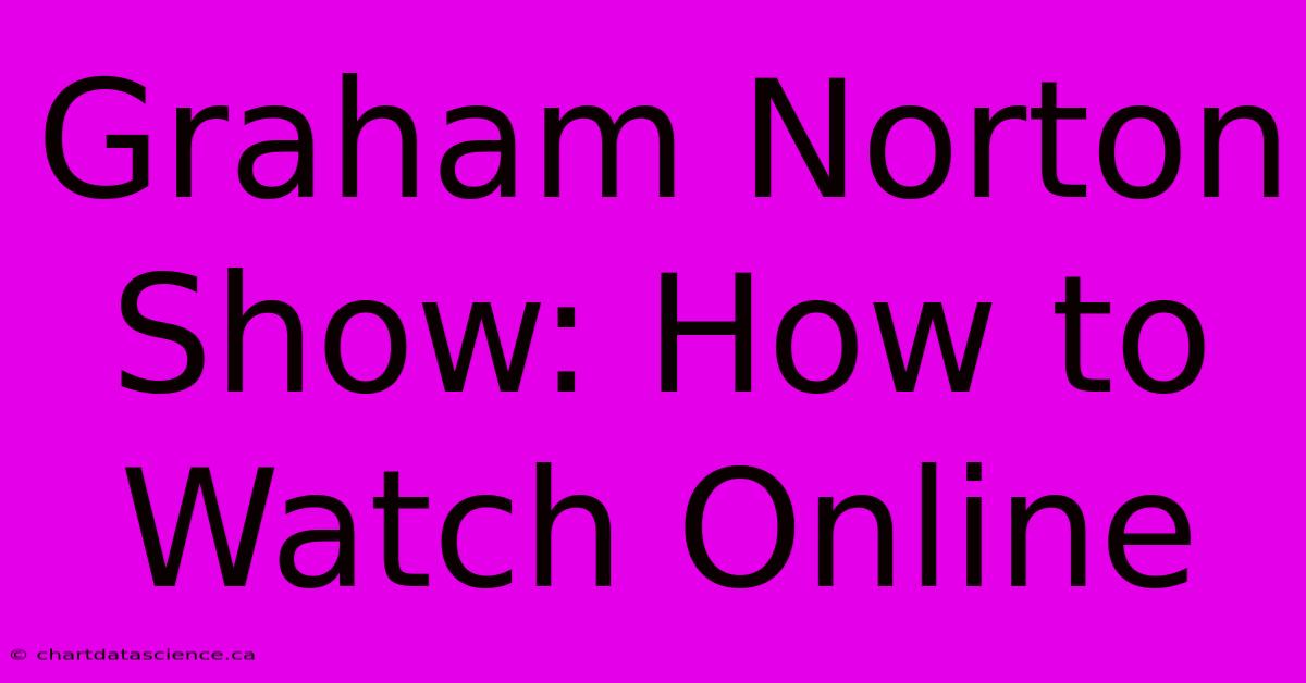 Graham Norton Show: How To Watch Online